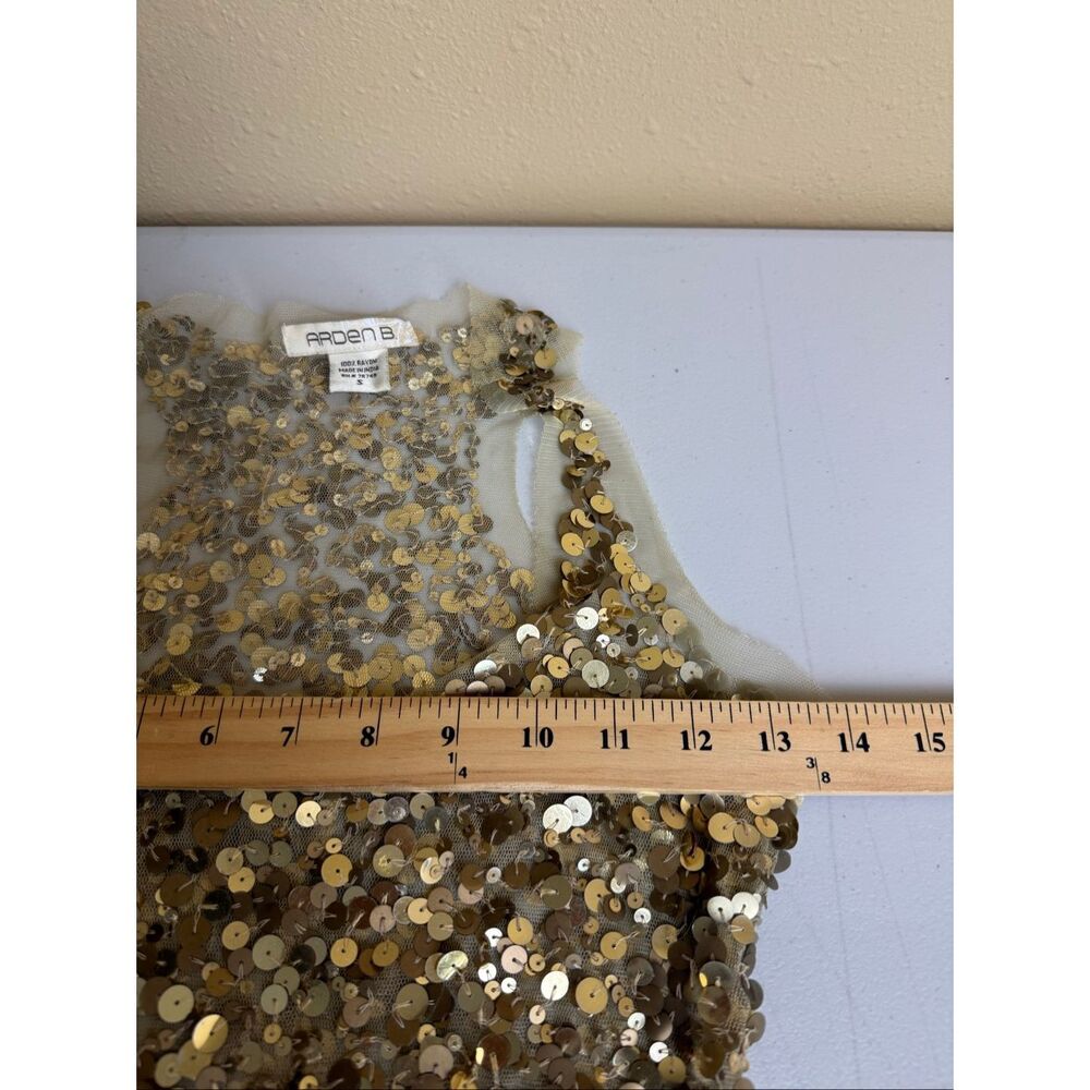Arden B Gold Sequin Mini Dress Sleeveless Cocktail Party Small - Picture 8 of 9